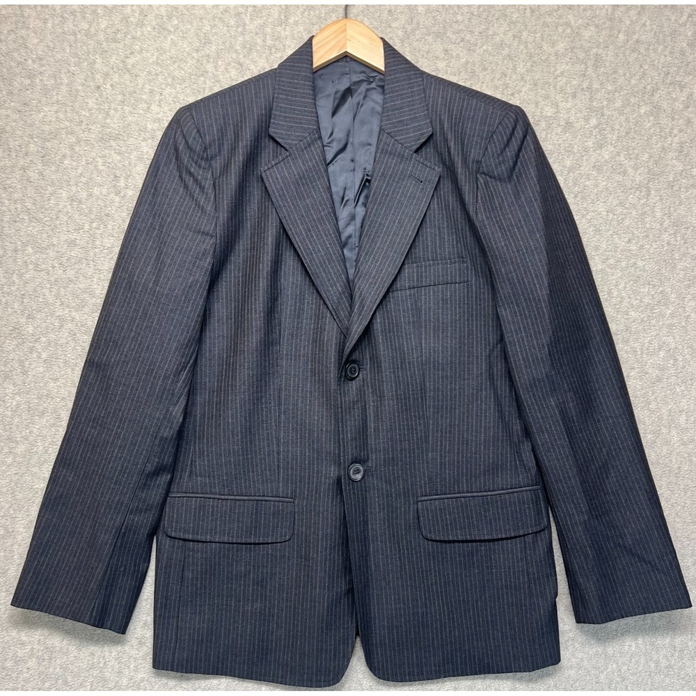 VTG A.P.C. Mens Single Breasted Suit Blazer Jacket Dark‎ Gray Pinstripe Wool L
